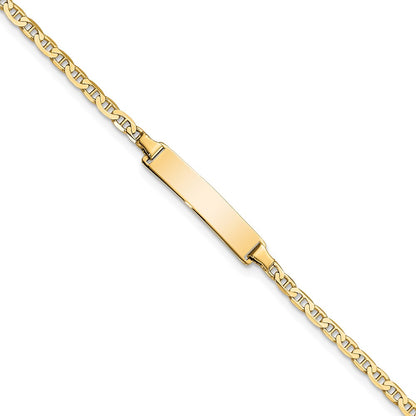 Solid 14K Yellow Gold Flat Anchor Link ID Bracelet