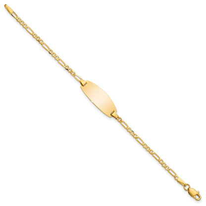 Solid 14K Yellow Gold Oval Figaro ID Bracelet