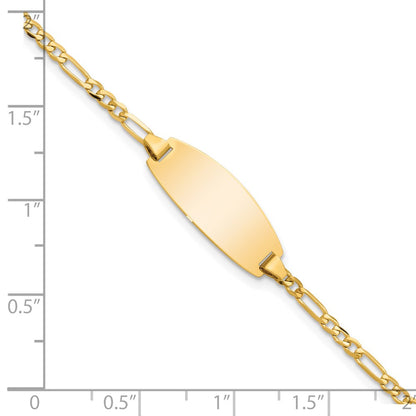 Solid 14K Yellow Gold Oval Figaro ID Bracelet