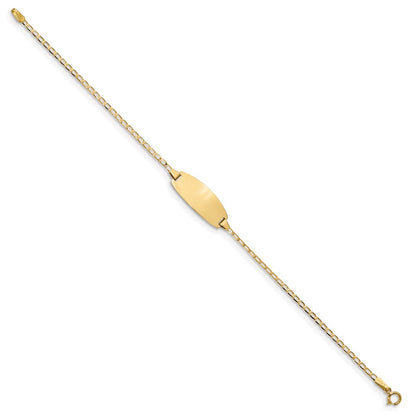 Solid 14K Yellow Gold Oval Curb ID Bracelet