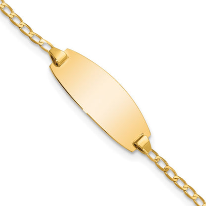 Solid 14K Yellow Gold Oval Curb ID Bracelet