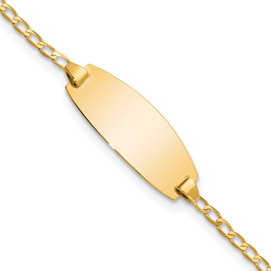 Solid 14K Yellow Gold Oval Curb ID Bracelet