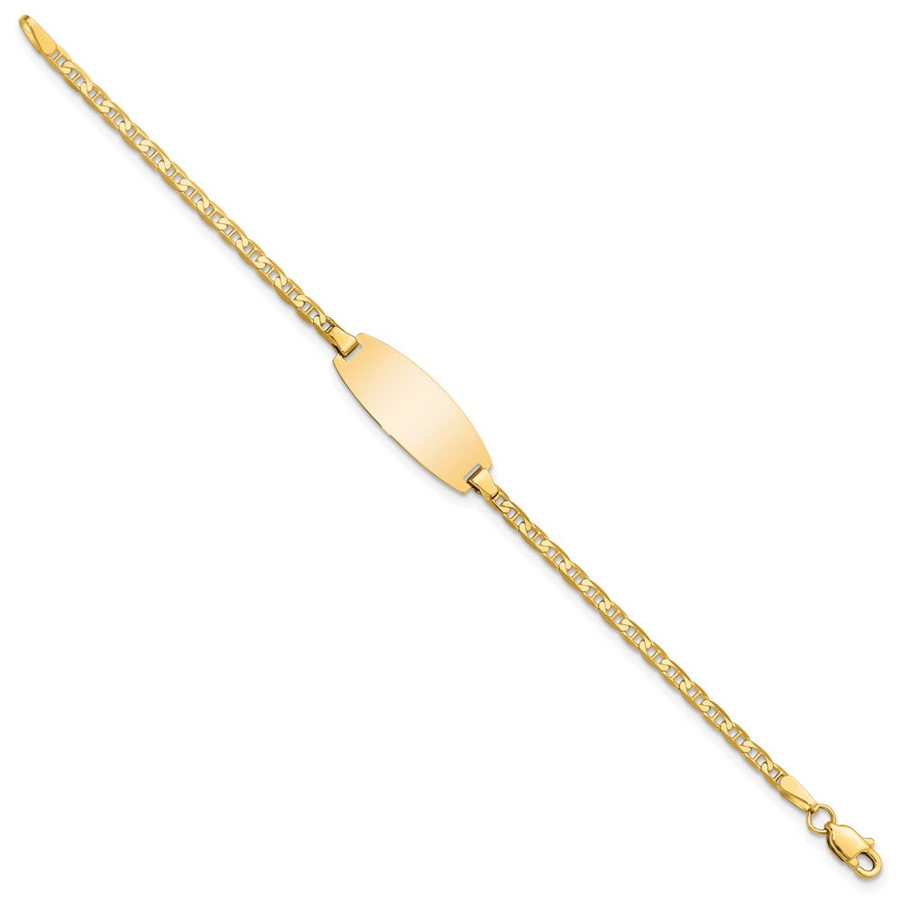 Solid 14K Yellow Gold Oval Anchor ID Bracelet