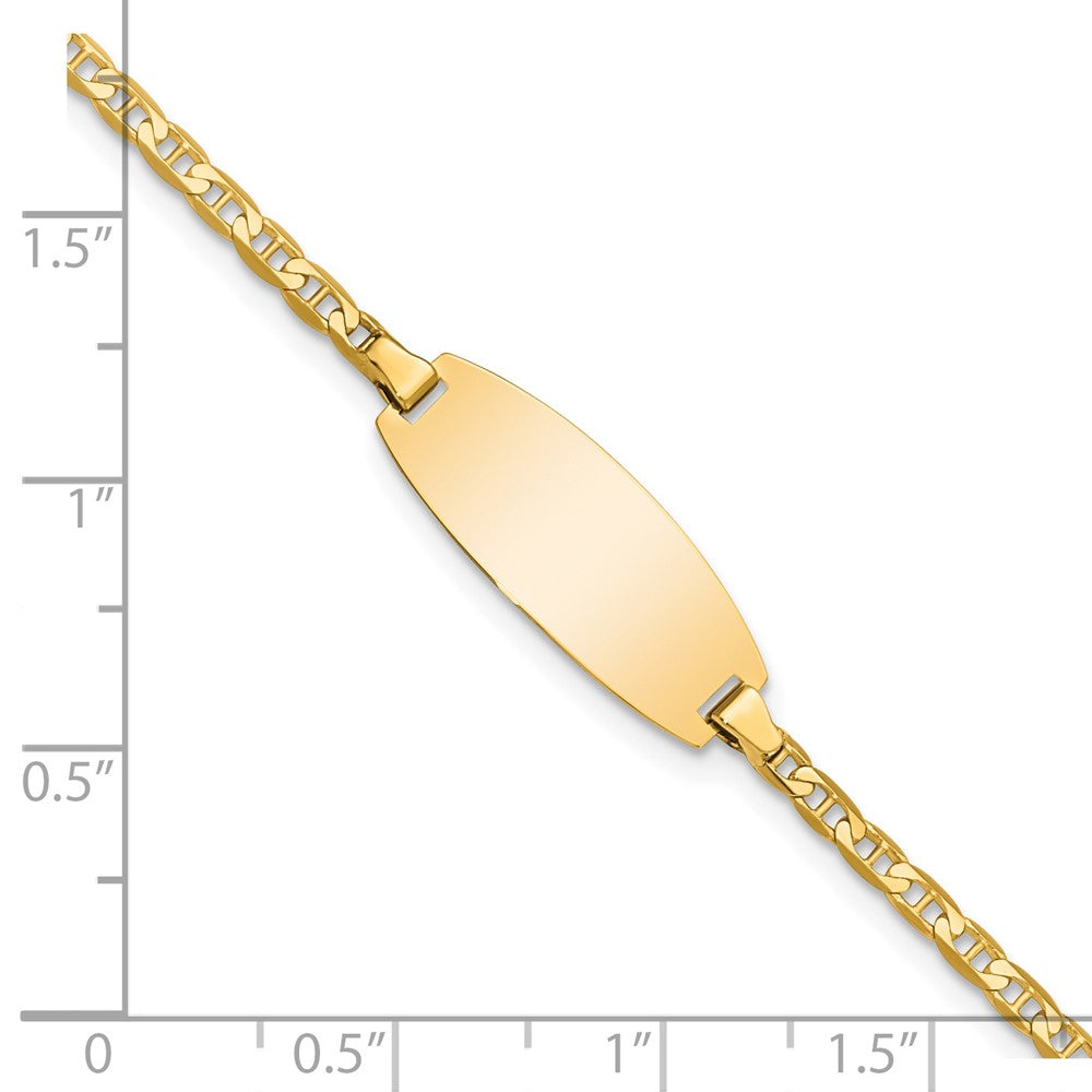 Solid 14K Yellow Gold Oval Anchor ID Bracelet