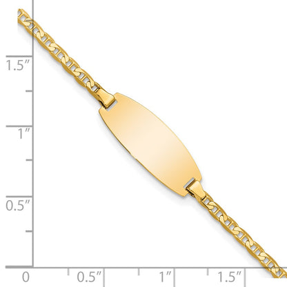 Solid 14K Yellow Gold Oval Anchor ID Bracelet