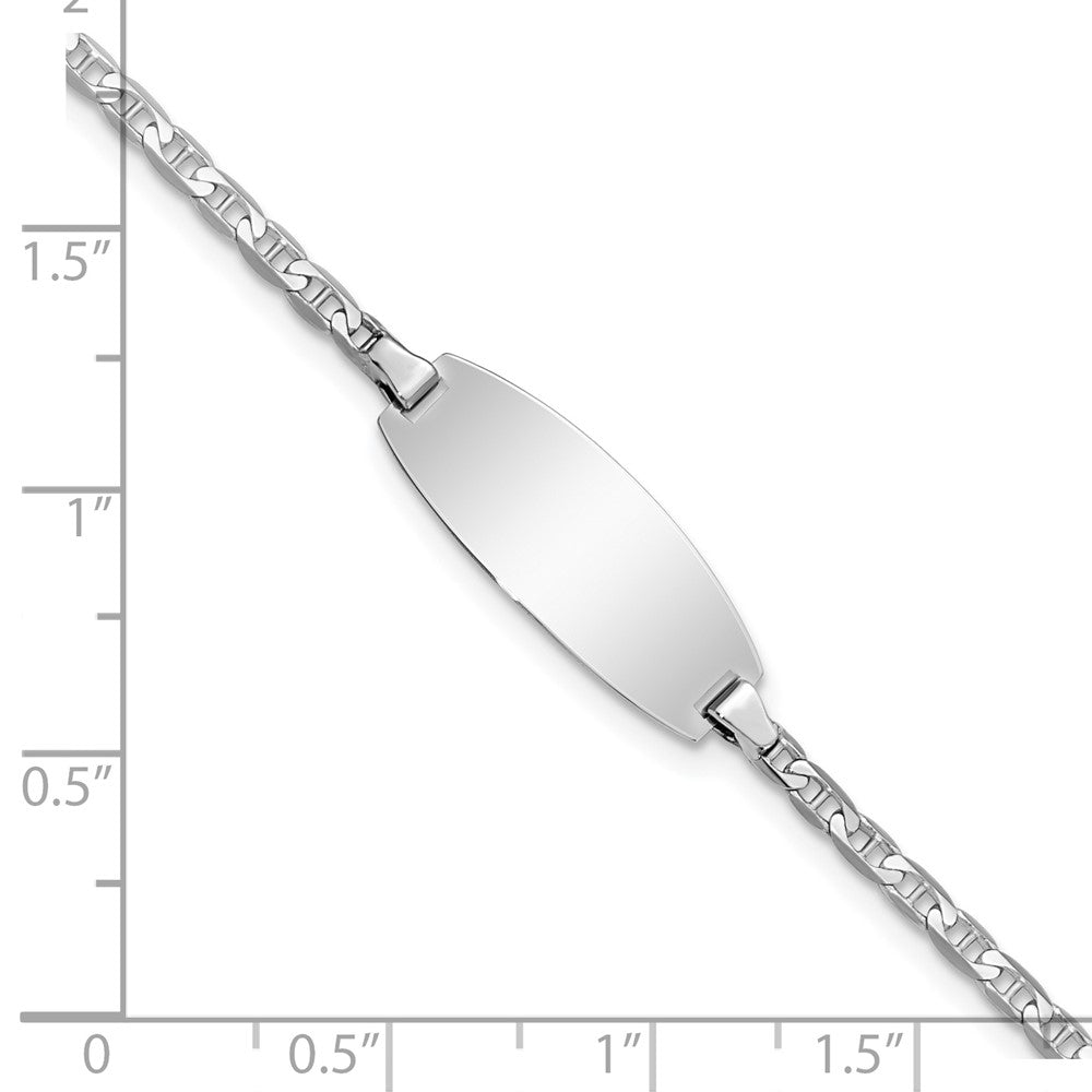 Solid 14K White Gold Oval Anchor ID Bracelet