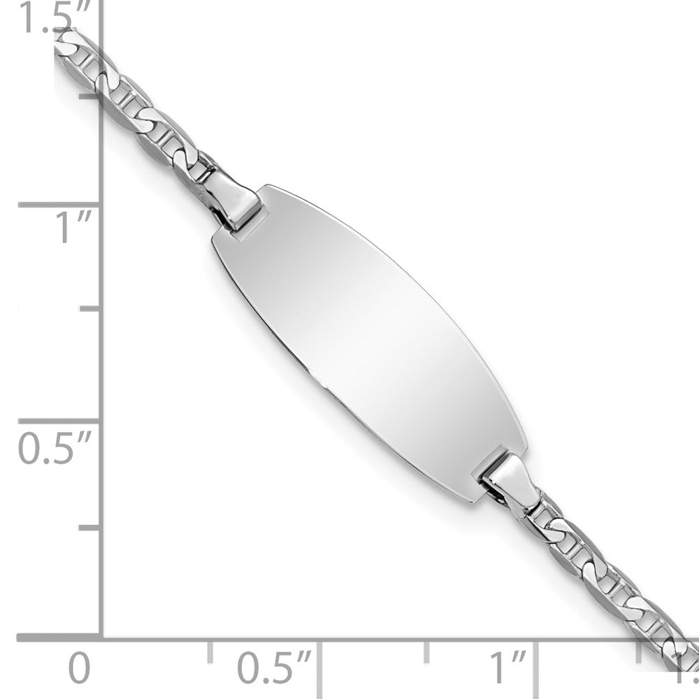 Solid 14K White Gold Oval  Anchor ID Bracelet
