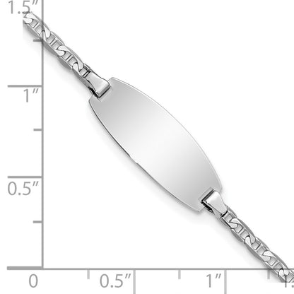 Solid 14K White Gold Oval  Anchor ID Bracelet