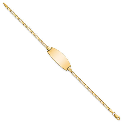 Solid 14K Yellow Gold Oval Figaro ID Bracelet
