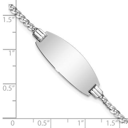 Solid 14K White Gold Oval Curb ID Bracelet