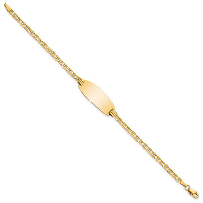 Solid 14K Yellow Gold Oval Anchor ID Bracelet