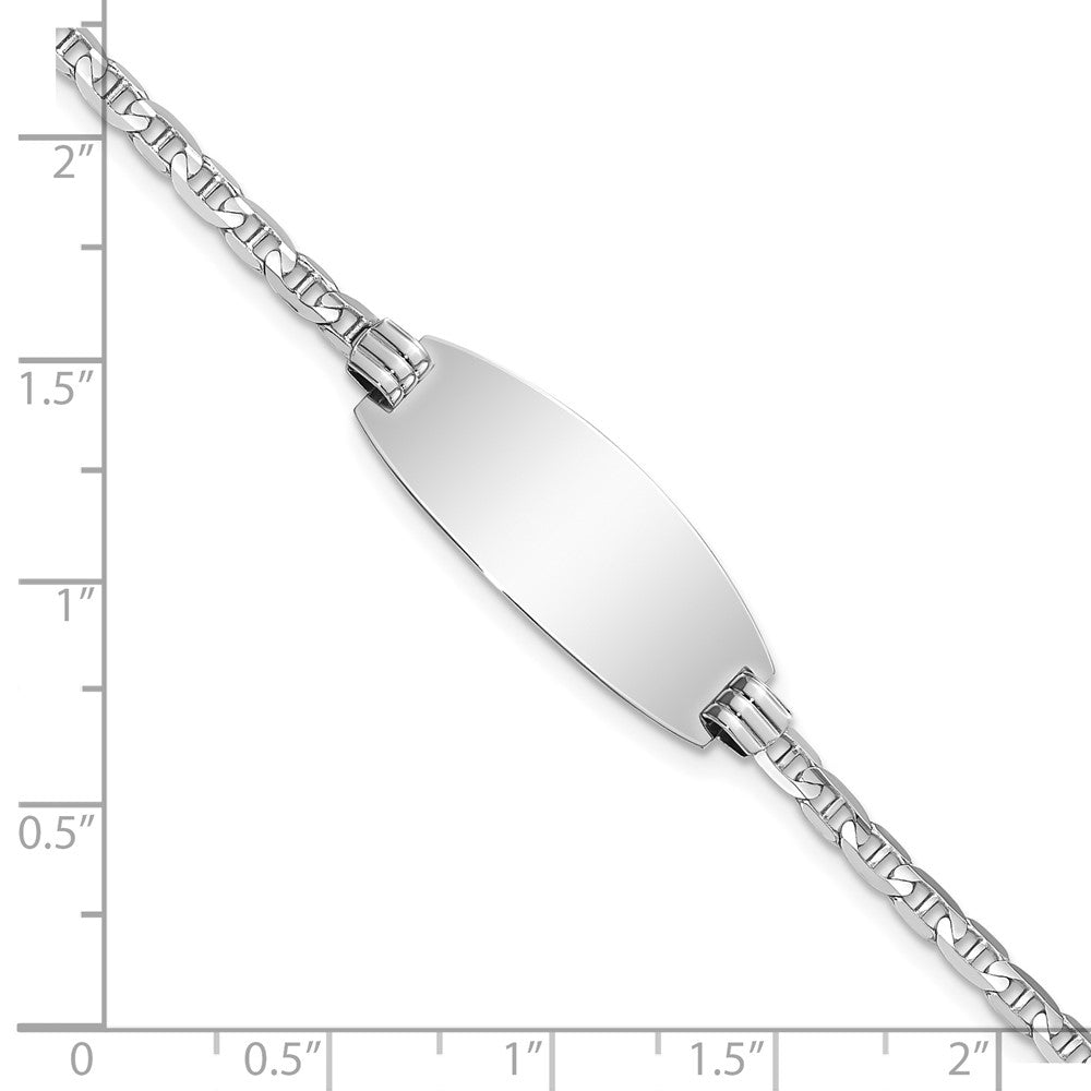 Solid 14K White Gold Oval Anchor ID Bracelet