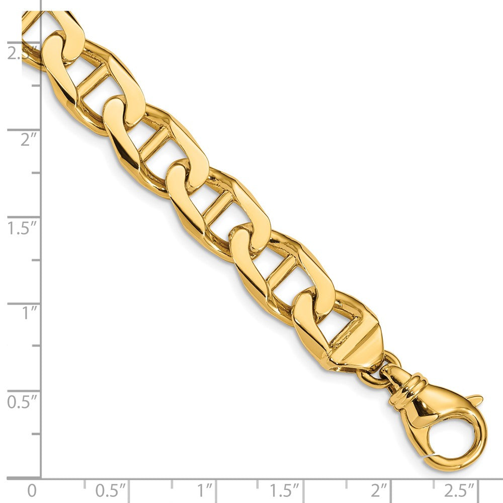 Solid 14K Yellow Gold 24 inch 10.3mm Hand Polished Fancy Anchor Link with Fancy Lobster Clasp Chain Necklace