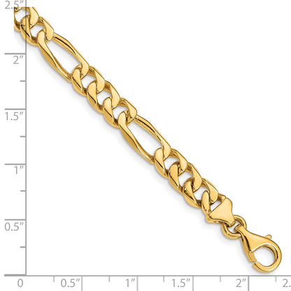 Solid 14K Yellow Gold 24 inch 7mm Hand Polished Figaro Link with Fancy Lobster Clasp Chain Necklace