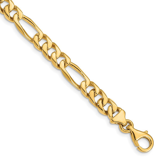Solid 14K Yellow Gold 18 inch 7mm Hand Polished Figaro Link with Fancy Lobster Clasp Chain Necklace