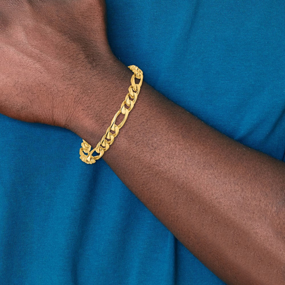 Solid 14K Yellow Gold 24 inch 8mm Hand Polished Figaro Link with Fancy Lobster Clasp Chain Necklace
