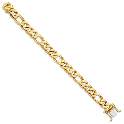 Solid 14K Yellow Gold 8 inch 10mm Hand Polished Figaro Link with Box Catch Clasp Bracelet