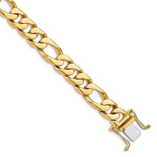 Solid 14K Yellow Gold 22 inch 10mm Hand Polished Figaro Link with Box Catch Clasp Chain Necklace