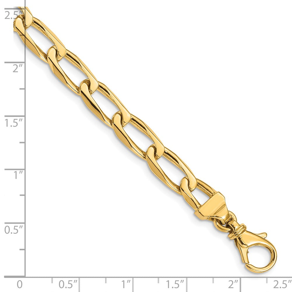 Solid 14K Yellow Gold 24 inch 6.5mm Hand Polished Fancy Open Link with Fancy Lobster Clasp Chain Necklace