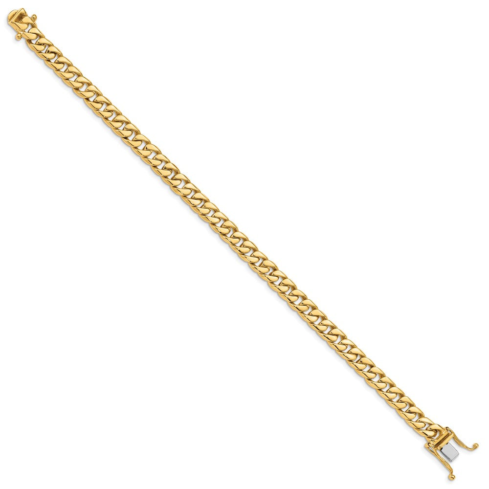 Solid 14K Yellow Gold 8 inch 6.8mm Hand Polished Flat Beveled Curb Link with Box Catch Clasp Bracelet