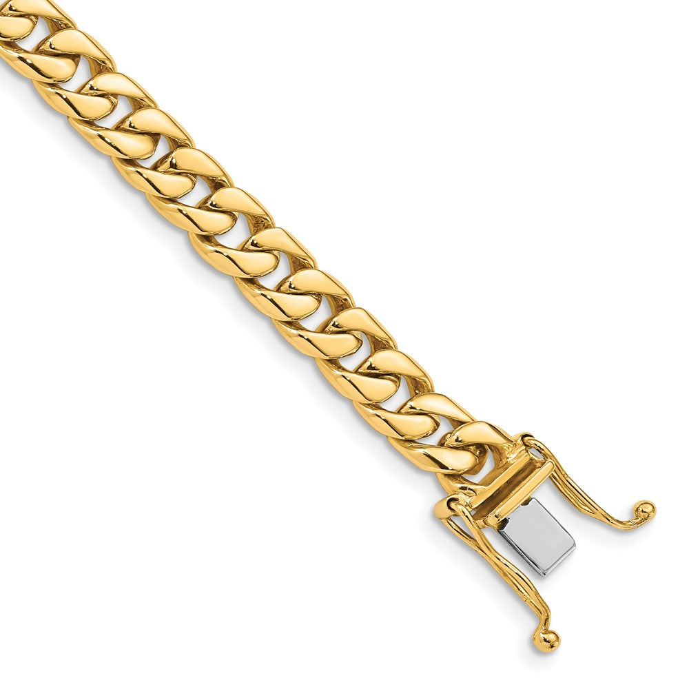 Solid 14K Yellow Gold 24 inch 6.8mm Hand Polished Flat Beveled Curb Link with Box Catch Clasp Chain Necklace