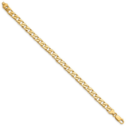 Solid 14K Yellow Gold 9 inch 6.5mm Hand Polished Fancy Link with Lobster Clasp Bracelet