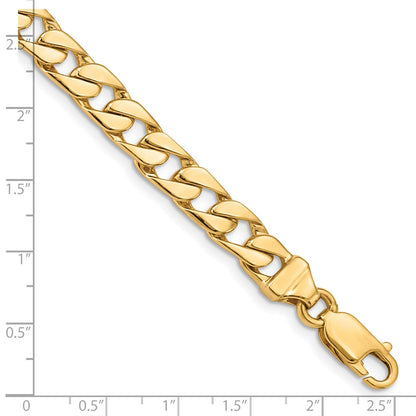Solid 14K Yellow Gold 9 inch 6.5mm Hand Polished Fancy Link with Lobster Clasp Bracelet
