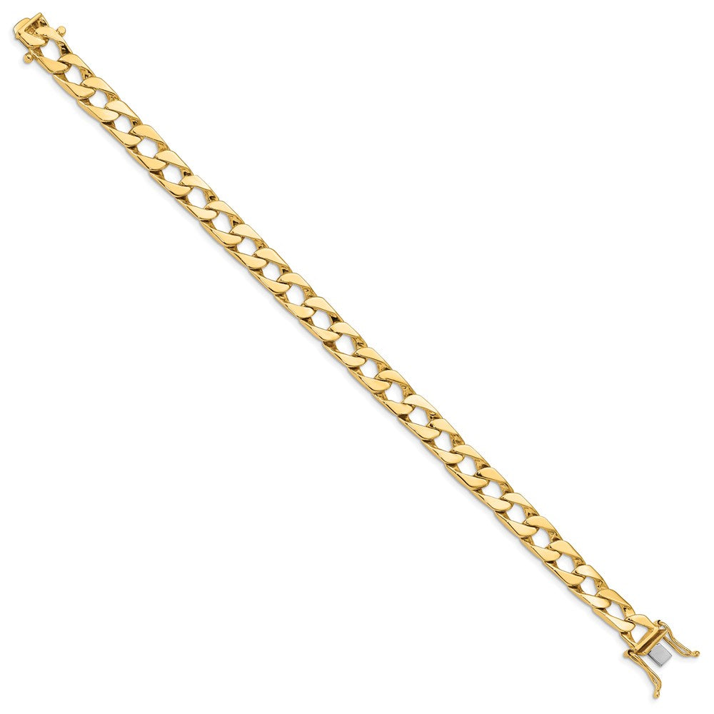 Solid 14K Yellow Gold 8 inch 7.9mm Hand Polished Fancy Link with Box Catch Clasp Bracelet