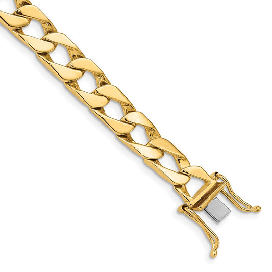 Solid 14K Yellow Gold 24 inch 7.9mm Hand Polished Fancy Link with Box Catch Clasp Chain Necklace