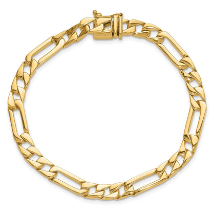 Solid 14K Yellow Gold 8 inch 6mm Hand Polished Figaro Link with Box Catch Clasp Bracelet