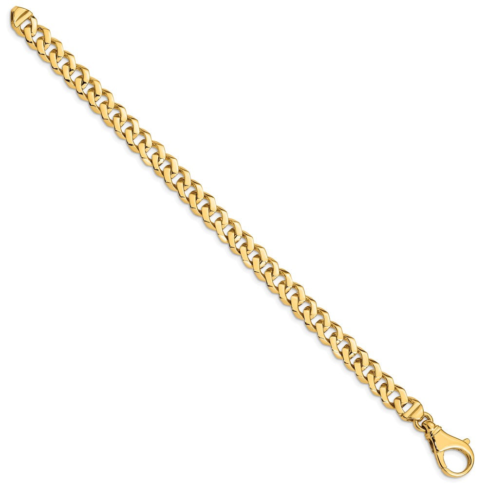 Solid 14K Yellow Gold 8 inch 8mm Hand Polished Fancy Link with Fancy Lobster Clasp Bracelet