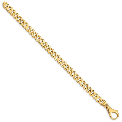 Solid 14K Yellow Gold 8 inch 8mm Hand Polished Fancy Link with Fancy Lobster Clasp Bracelet