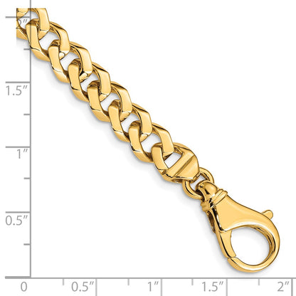 Solid 14K Yellow Gold 8 inch 8mm Hand Polished Fancy Link with Fancy Lobster Clasp Bracelet