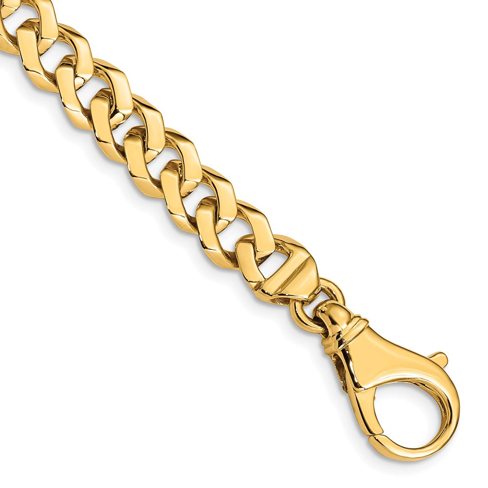 Solid 14K Yellow Gold 9 inch 8mm Hand Polished Fancy Link with Fancy Lobster Clasp Bracelet