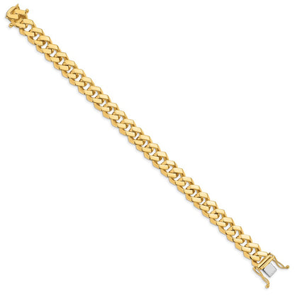 Solid 14K Yellow Gold 8 inch 10mm Hand Polished Fancy Link with Box Catch Clasp Bracelet