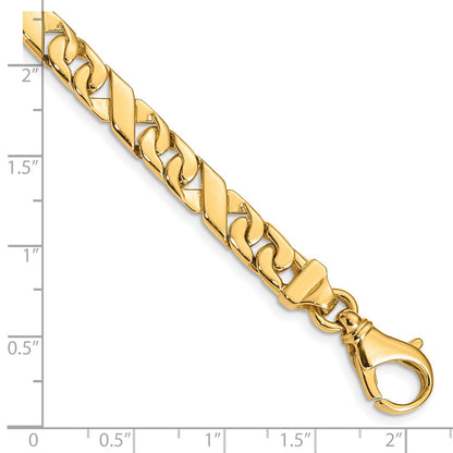 Solid 14K Yellow Gold 9 inch 6.7mm Hand Polished Fancy Link with Fancy Lobster Clasp Bracelet