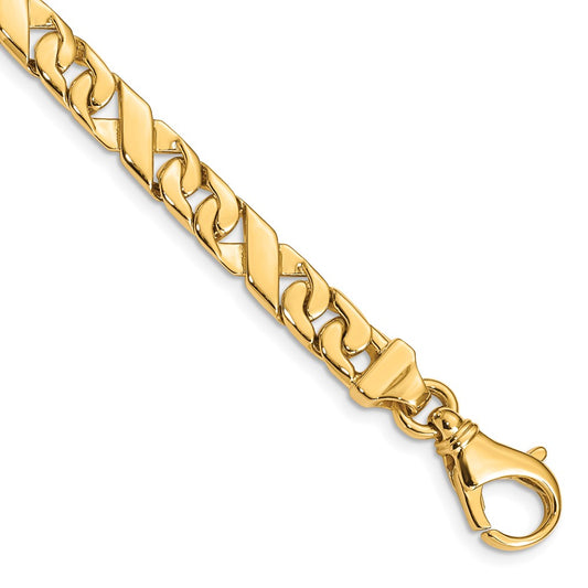 Solid 14K Yellow Gold 22 inch 6.7mm Hand Polished Fancy Link with Fancy Lobster Clasp Chain Necklace