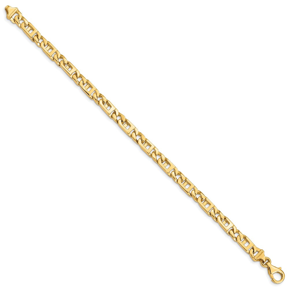 Solid 14K Yellow Gold 8 inch 5.9mm Hand Polished Fancy Link with Fancy Lobster Clasp Bracelet