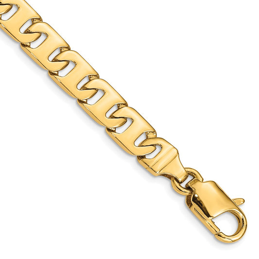 Solid 14K Yellow Gold 22 inch 8.4mm Hand Polished Fancy Link with Fancy Lobster Clasp Chain Necklace