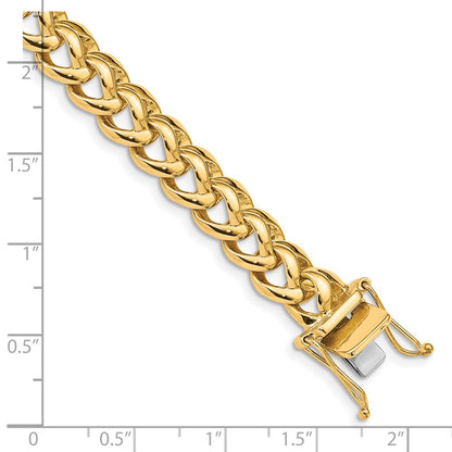 Solid 14K Yellow Gold 22 inch 8.6mm Hand Polished Fancy Link with Box Catch Clasp Chain Necklace