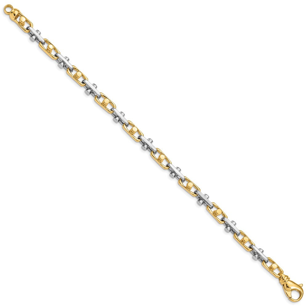 Solid 14K Two-tone Gold 8 inch 5.8mm Hand Polished Fancy Link with Fancy Lobster Clasp Bracelet