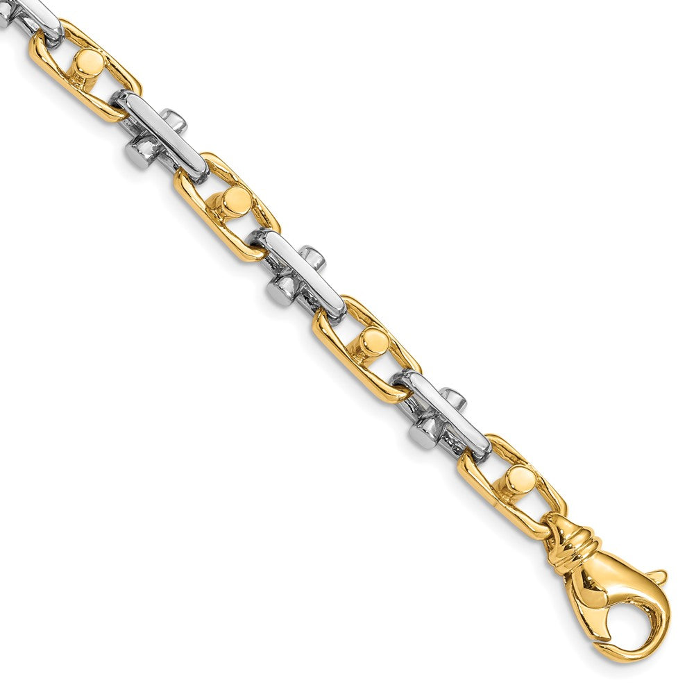 Solid 14K Two-tone Gold 24 inch 5.8mm Hand Polished Fancy Link with Fancy Lobster Clasp Chain Necklace