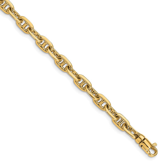 Solid 14K Yellow Gold 24 inch 5.1mm Hand Polished Fancy Link with Lobster Clasp Chain Necklace