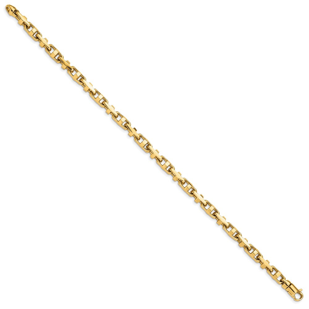 Solid 14K Yellow Gold 8.75 inch 5mm Hand Polished Fancy Link with Lobster Clasp Bracelet
