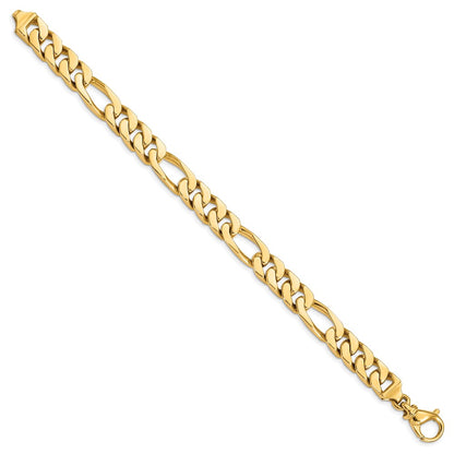Solid 14K Yellow Gold 8 inch 9.2mm Hand Polished Fancy Link with Fancy Lobster Clasp Bracelet