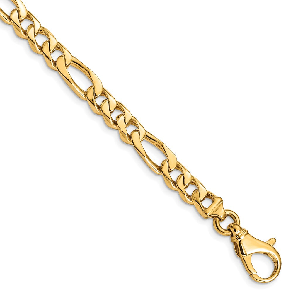 Solid 14K Yellow Gold 8 inch 6.5mm Hand Polished Fancy Link with Fancy Lobster Clasp Bracelet