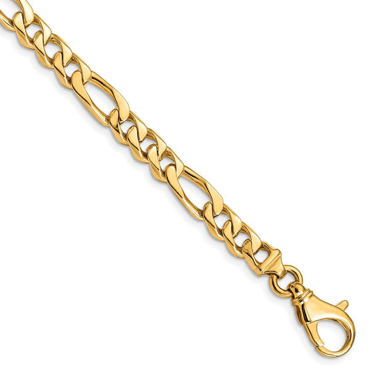 Solid 14K Yellow Gold 8 inch 6.5mm Hand Polished Fancy Link with Fancy Lobster Clasp Bracelet