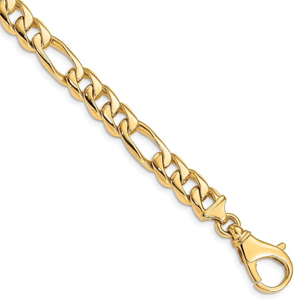 Solid 14K Yellow Gold 8 inch 8.5mm Hand Polished Fancy Link with Fancy Lobster Clasp Bracelet