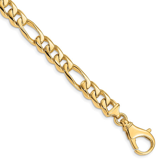 Solid 14K Yellow Gold 8 inch 8.5mm Hand Polished Fancy Link with Fancy Lobster Clasp Bracelet