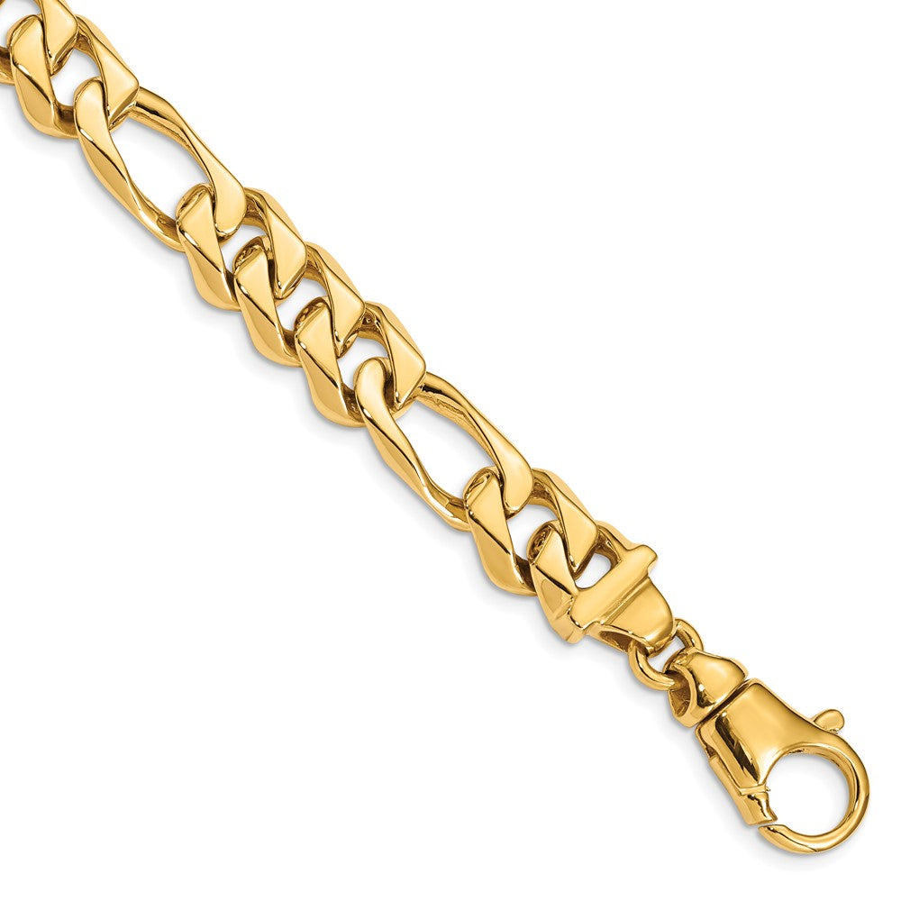 Solid 14K Yellow Gold 9 inch 10.9mm Hand Polished Fancy Link with Fancy Lobster Clasp Bracelet